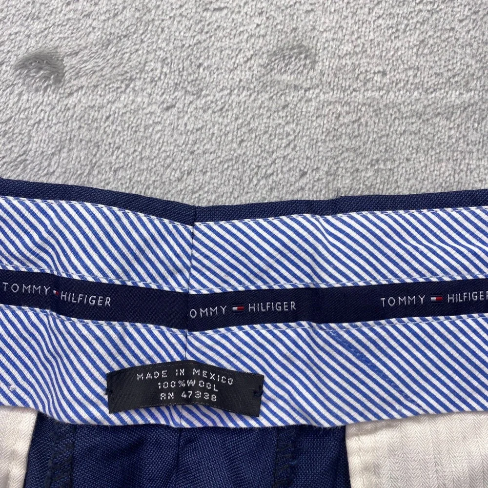 Tommy Hilfiger Mens Blue 100% Wool Dress Pants Flat‎ Front Straight Leg Sz 32